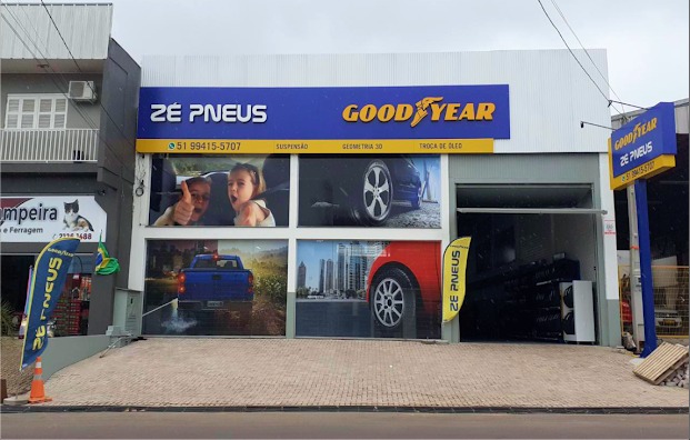 Fachada da loja Zé Pneus em Montenegro - RS